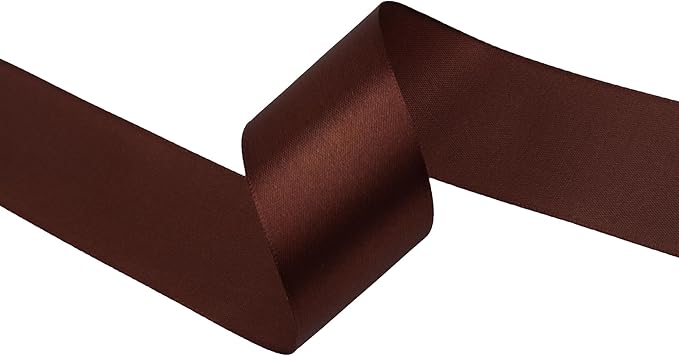 Dark Brown Satin Ribbon 1-1/2 inch X Continuous 25 Yards, Single Face Polyester Ribbon Perfect for Gift Wrapping, Flower Bouquet, Wedding Decor, Crafts, Bow Making, Sewing and More