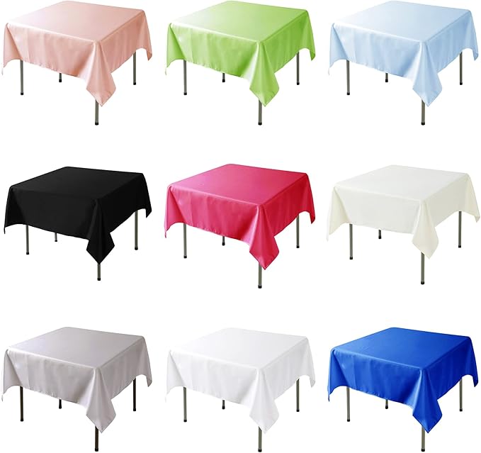 Fokitut 2 Pack Waterproof Square Tablecloth, 90x90 Inch, Stain Resistant and Wrinkle Polyester Table Cloth, Fabric Table Cover for Kitchen Dining, Wedding, Party, Holiday Dinner-White