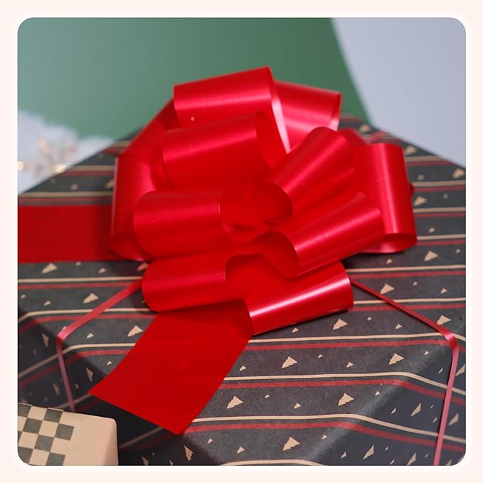 6 Pcs 6 Inch Red Pull Bows, Perfect for Gift Wrapping, Gift Wrapping Baskets Wedding Christmas Party Decorations, Crafts – Quality Pull Bows for Gifts and Decorations