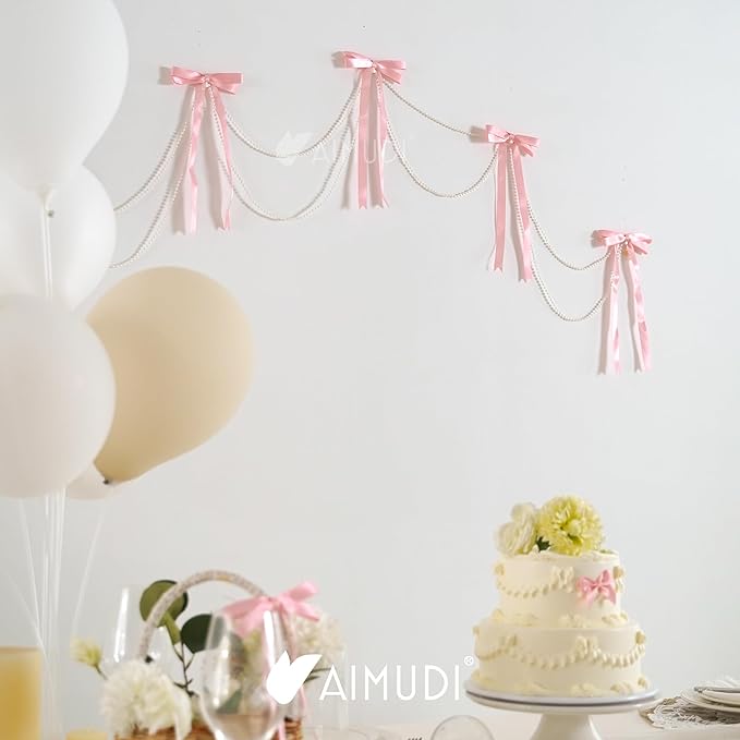 AIMUDI Baby Pink Bows 5 × 10" Satin Bows for Gift Wrapping Twist Tie Bows Premade Ribbon Bows for Bouquets Invitations Baskets Crafts Wreaths Wedding Birthday Baby Shower Party Decorations, 36 PCs