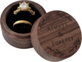 Ring Box, Wooden Ring Box for Wedding Ceremony Ring Bearer Box, Engagement Ring Holder Gift for Anniversaries day, Birthday Gift (Always&Forever)