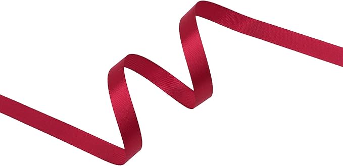 Scarlet Red Satin Ribbon 3/8 inch X Continuous 50 Yards, Single Face Polyester Ribbon Perfect for Gift Wrapping, Flower Bouquet, Wedding Decor, Crafts, Bow Making, Sewing and More