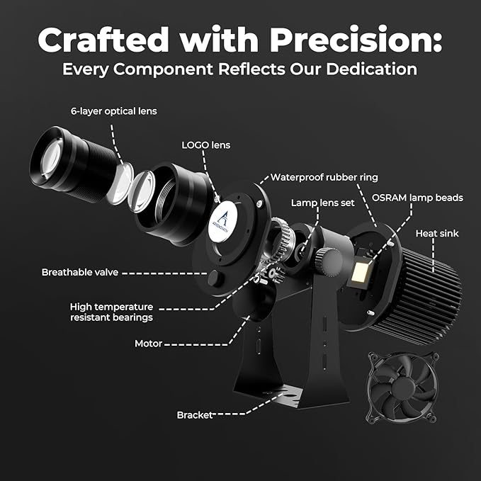 GOBO Projector Custom Logo Projector Lights for Store Business or Outdoor Wall Street Waterproof Ip67 HD Led for Shop Advertising and Wedding (90W)
