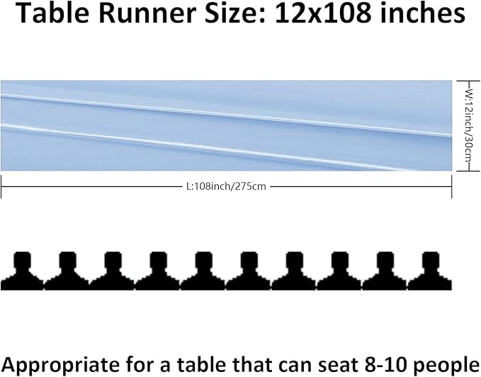12Pack Table Runner 12 x 108 Inches Satin Silk Table Runner for Wedding, Birthday Party, Banquets, Graduations Decoration, fit Rectange and Round Table-Blue Mist