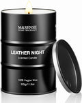 M&SENSE Scented Candle, Leather Medium Jar Candle Gifts for Men, 70 Hours Slow Burning Natural Soy Candles 11.3oz, Stress Relief Aromatherapy Candles Home Decor, Valentines Day Gifts for Him