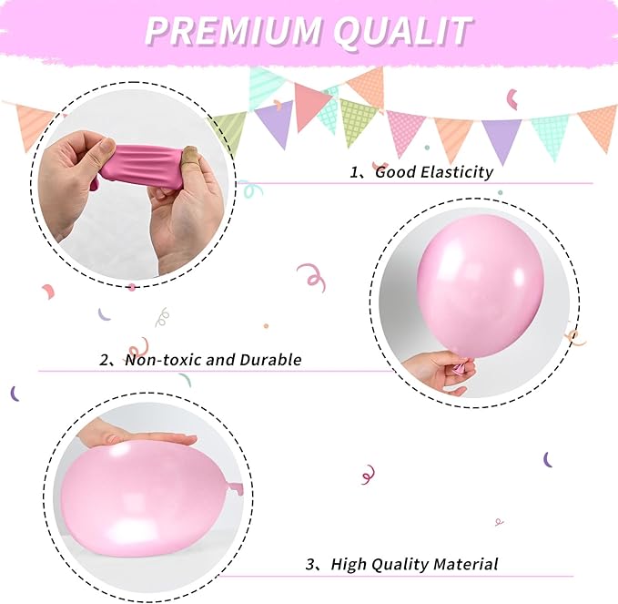 Pink and Black Balloons, Hot Pink Balloons White Dots Black White Dots Balloon with Confetti Balloon for Girls Women Birthday Baby Bridal Shower Wedding Theme Party Decorations