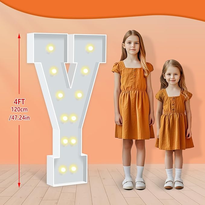 Marquee Letters 4 Feet Tall, Warm White Light Up Letters Y, Large Marquee Letter for Birthday Anniversary Graduation Party Decorations Baby Shower Valentines Decor