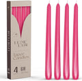 Leor & Lair Pink Taper Candles - 4 Pack 10" Hot Pink Candles - Unscented Long Burning Candlesticks for Birthday Parties, Summer Dining, Weddings & Home Decoration