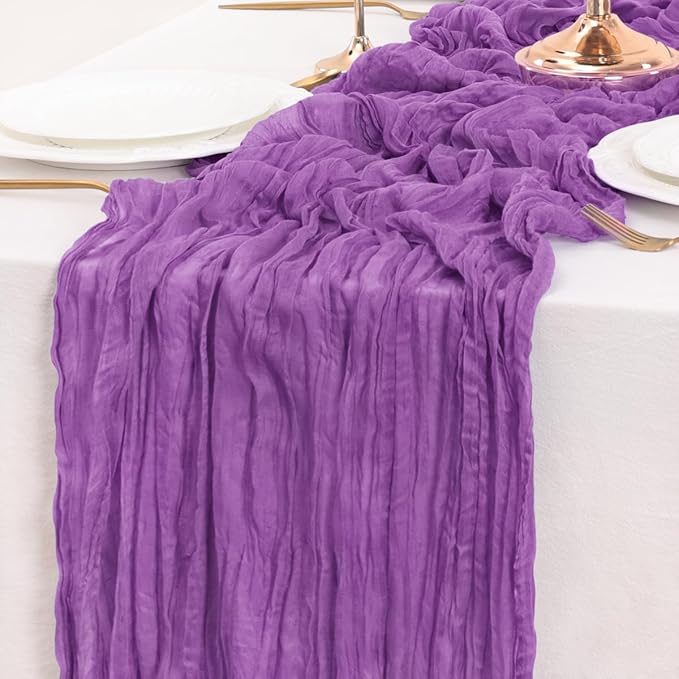 Purple Table Runner Cheesecloth Table Runner 14FT Farmhouse Table Runners 160 Inches Fall Table Decor Dining Room Centerpiece Wedding Boho Baby Shower Birthday