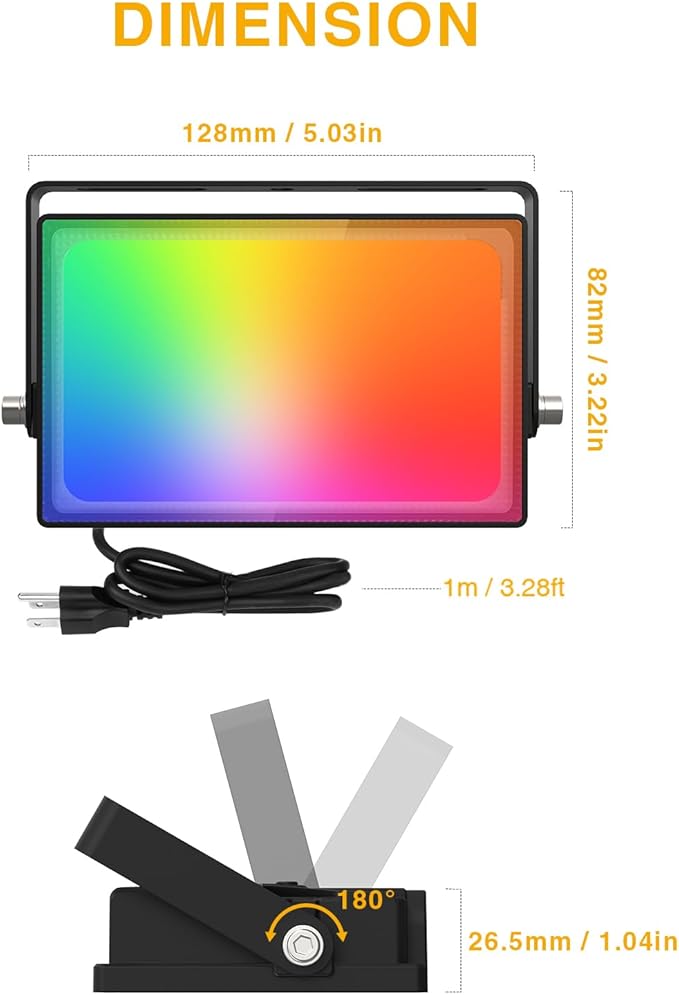 Onforu 25W RGB LED Flood Light Outdoor, 2000LM Color Changing Uplights with Remote, 2700K Warm White IP66 Stage Lights, Landscape Spotlights Indoor, Halloween Outdoor Uplighting for Events 6 Pack