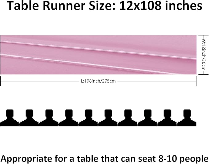24Pack Table Runner 12 x 108 Inches Satin Silk Table Runner for Wedding, Birthday Party, Banquets, Graduations Decoration, fit Rectange and Round Table-Pink