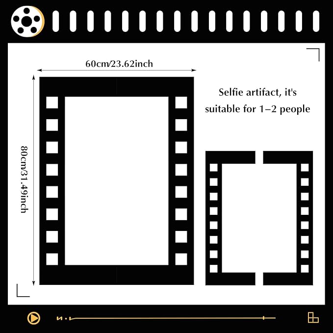 Upgraded 32 x 24 Inch Large Photo Booth Props Picture Frame Vintage Photo Frame Friends Selfie Props for Wedding Mexico Birthday Bachelorette Graduation Party Supplies (Filmstrip Style)
