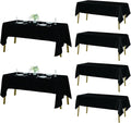 Fokitut 6 Pack Rectangle Tablecloth, 60x120 Inch, Stain Resistant and Wrinkle Polyester Table Cloth, Fabric Table Cover for Kitchen Dining, Wedding, Party, Holiday Dinner-Black