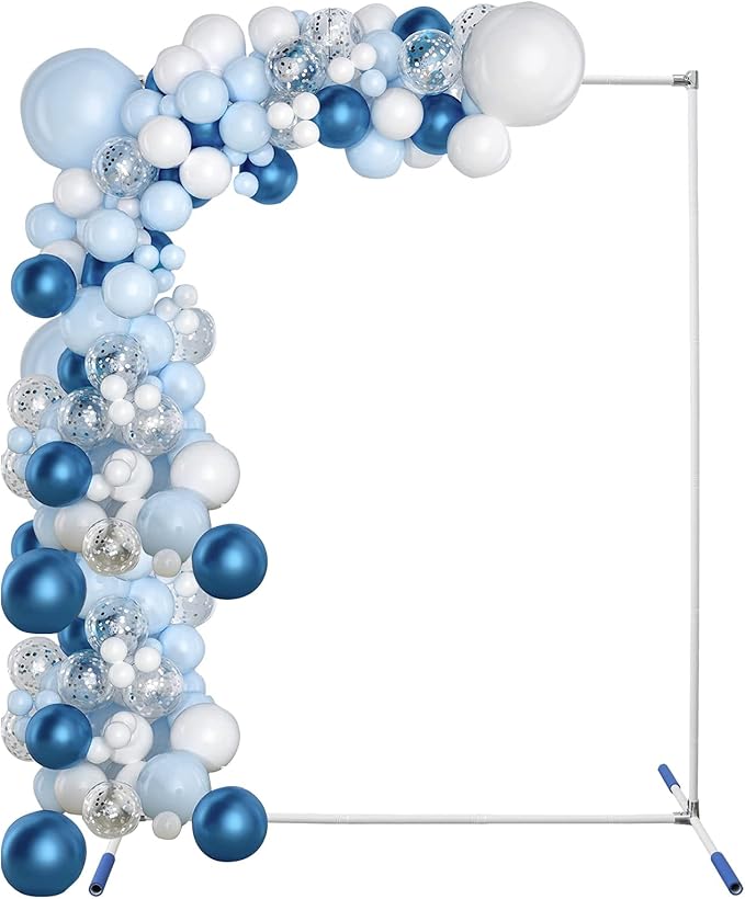 Metal Backdrop Stand 7*5FT Heavy Duty Wedding Arch, Extra-Wide Legs for Party Decor, Rustproof Portable Frame for Birthdays/Holidays/Wedding Ceremony Decorations (White)
