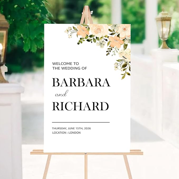 Foliage Editable Wedding Welcome Sign, Party Entrance Template, Printable Welcome Board for Reception or Ceremony