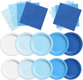 CMUSKO 60Pcs Blue Plates and Napkins-Light Blue Party Supplies Gradient Blue Disposable Tableware for Birthday,Baby Shower,Wedding