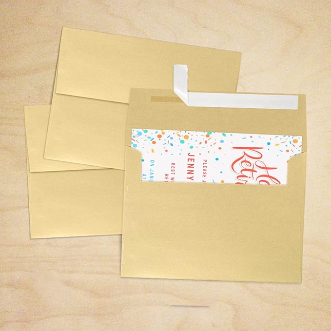 LUXPaper A7 Invitation Envelopes | Peel & Press | 5 1/4" x 7 1/4" | Blonde Metallic | 80lb. Text | 500 Qty
