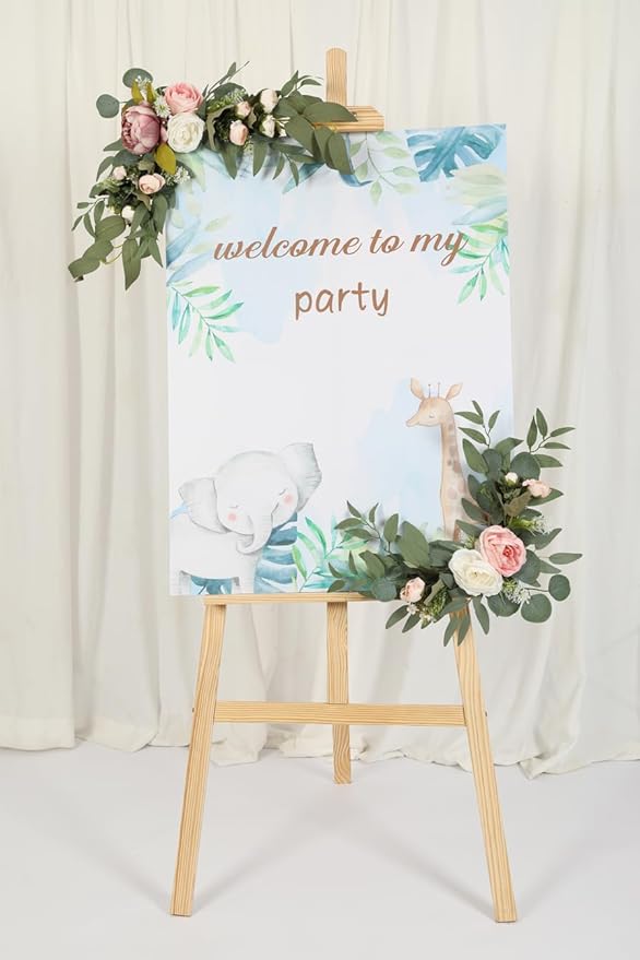 H&W 2pcs Artificial Wedding Arch Flowers for Wedding Sign, Floral Swag Dusty Decor for Reception Ceremony Backdrop Sweetheart Table (Mixed Color Peony)