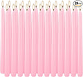 24 Pack Pink Taper Candles, 7-8 Hours Burn Time, Unscented, Smokeless and Dripless, 0.75 x 10 Inch Dinner Candle Set for Household, Wedding, Party and Home Décor Candlesticks