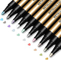 JR.WHITE Metallic Paint Markers, 10 Colors for Rock Painting, Black Paper, Scrapbook, Photo Album, DIY Arts & Crafts, Glass, Wood, Card Making