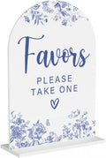 Acrylic Wedding Signs, Dusty Blue Wedding Decor, Blue Weddings Decor, Modern Calligraphy Arch Acrylic Table Top Sign for Weddings Parties Dinners - Favors Please Take One (White)