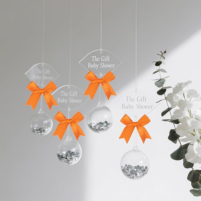 50 PCS Twist Tie Bows Satin Ribbon Bows 3.3 Inch Gift Wrap Bows Craft Bows for Gift Wrapping, Party Decorations Gifts Bag DIY Treat Bags Wedding Decor Baby Shower Christmas (Orange)