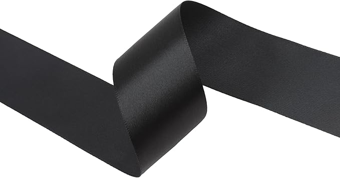Black Satin Ribbon 1-1/2 inch X Continuous 50 Yards, Single Face Polyester Ribbon Perfect for Gift Wrapping, Flower Bouquet, Wedding Decor, Crafts, Bow Making, Sewing and More