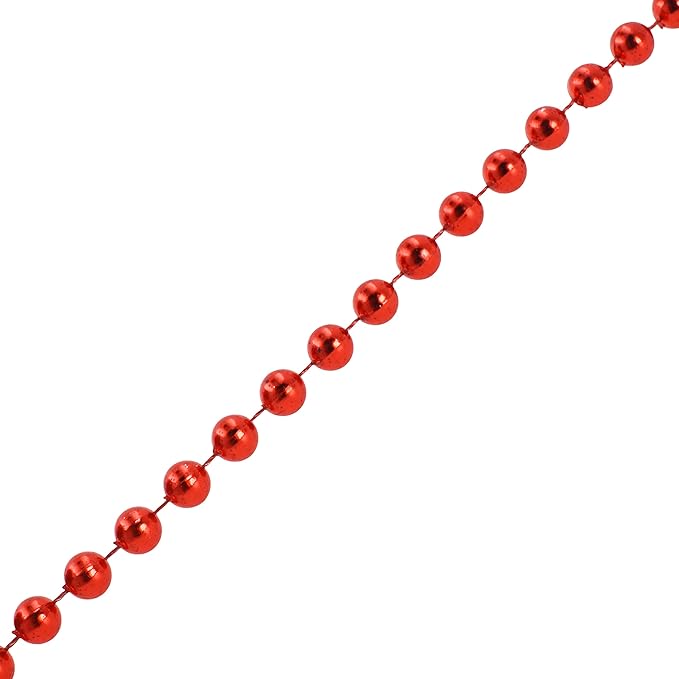 Mandala Crafts 8mm Faux Red Pearl Beads Roll - 20 Yards Strand of Fake Pearls Chain Garlands Spool String for Christmas Tree, Wedding, Party, Vases, DIY Decoration