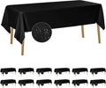 Fokitut 12 Pack Waterproof Rectangle Tablecloth, 60x120 Inch,Stain Resistant and Wrinkle Polyester Table Cloth, Fabric Table Cover for Kitchen Dining, Wedding, Party, Holiday Dinner-Black