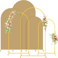 Metal Backdrop Arch Stand Set of 3 with Brown Spandex Arch Covers Stretchy Backdrop 6FT, 5FT, 4FT Stable Balloon Arch Frame Stand Backdrops and Arch Stands Cover for Wedding Ceremony Grad Party Decor