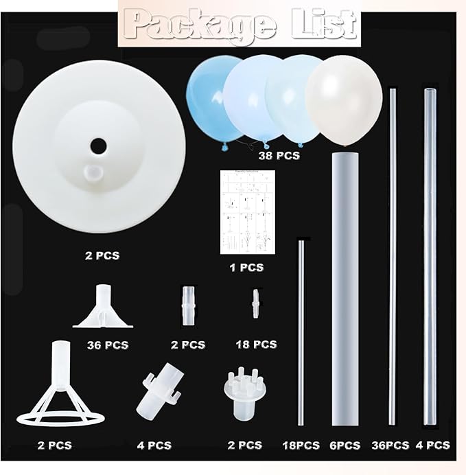 Balloon Column Kit Set of 2 With Balloons Included - with Base, and Pole,Balloon Tower Backdrop Decoration for Wedding, Baby Shower, Birthday Party, or Bachelorette Parties (Blue)