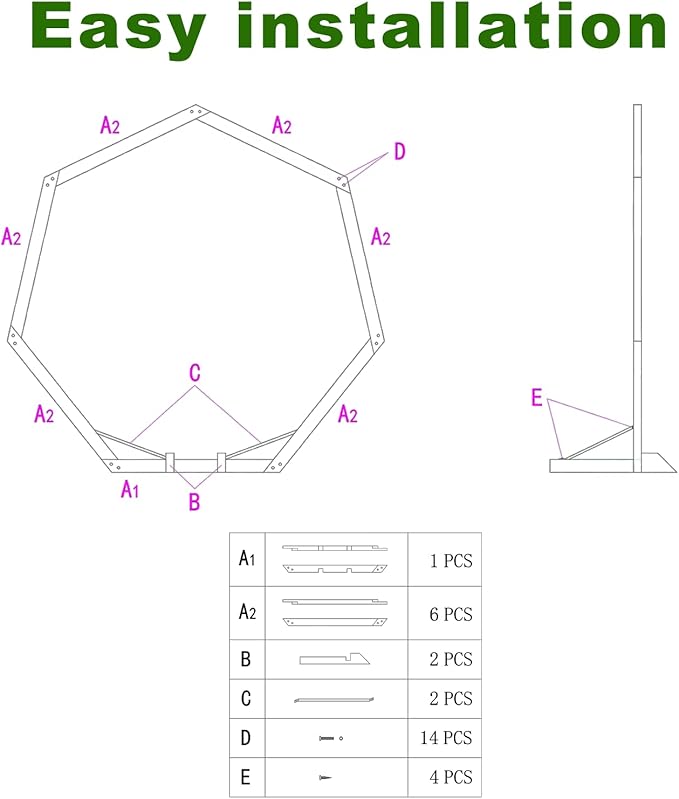 7FT Wedding Arch, Heptagonal Wood Arch for Wedding Ceremony, Arbor Backdrop Stand for Garden Parties, Indoor, Outdoor, Wooden Arbor Rustic Farmhouse Theme