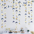52 Ft Navy Blue Gold Party Decorations Royal Blue Gold Leaf Garland Paper Hanging Leaves Streamer Banner for Spring Birthday Bachelorette Engagement Anniversary Wedding Bridal Shower Party Supplies