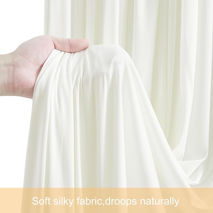 40ft x 12ft Ivory Backdrop Curtains Wrinkle Free Backdrop Curtain for Wedding Parties Ivory Fabric Backdrops Drapes Back Drop Cloth Bridal Shower Stage Curtains Wedding Decorations for Reception
