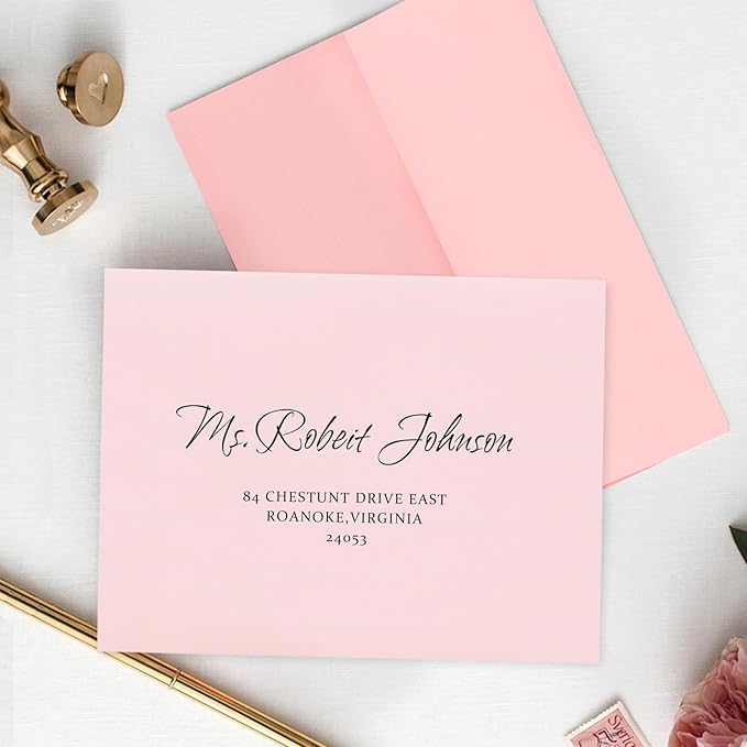100 Pack A7 Pink Pastel Invitation 5x7 Envelopes - Self Seal, Square Flap,Perfect for Baby Shower, 5x7 Cards, Weddings, Birthday, Invitations, Graduation, 5.25 x 7.25 Inches (Rose Pink)