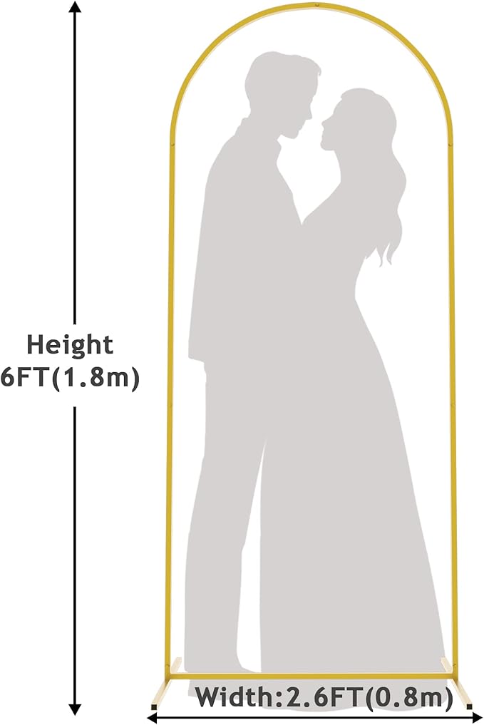 Putros Metal Arch Stand 6FT Gold Wedding Balloon Arched Backdrop Stand Square Arch Frame for Birthday Party Bridal Baby Shower Ceremony Decoration