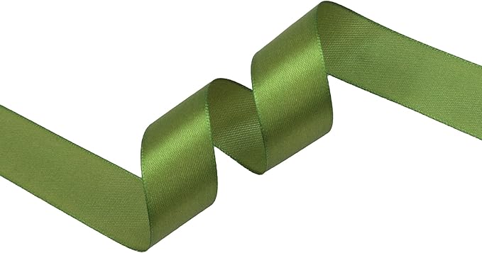 Olive Green Satin Ribbon 1 inch X Continuous 25 Yards, Single Face Polyester Ribbon Perfect for Gift Wrapping, Flower Bouquet, Wedding Decor, Crafts, Bow Making, Sewing and More