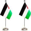 Palestine Palestinian Deluxe Desk Flag Set Small Mini Miniature Palestine Palestinian Table Desktop Flags,Festival Events Celebration,Office Decoration-2 Pack