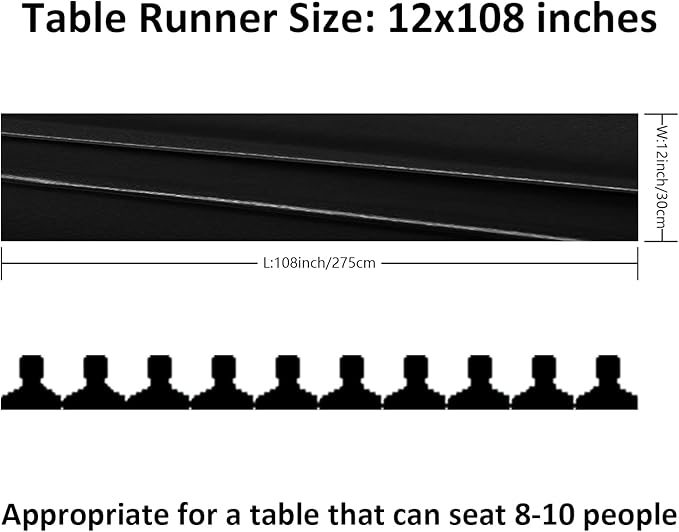 24Pack Table Runner 12 x 108 Inches Satin Silk Table Runner for Wedding, Birthday Party, Banquets, Graduations Decoration, fit Rectange and Round Table-Black
