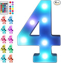 Foaky Colorful LED Number Lights with Remote, Light Up Number Sign for Night Light Wedding/Birthday Party Battery Powered Christmas Lamp Home Bar Decoration (4)