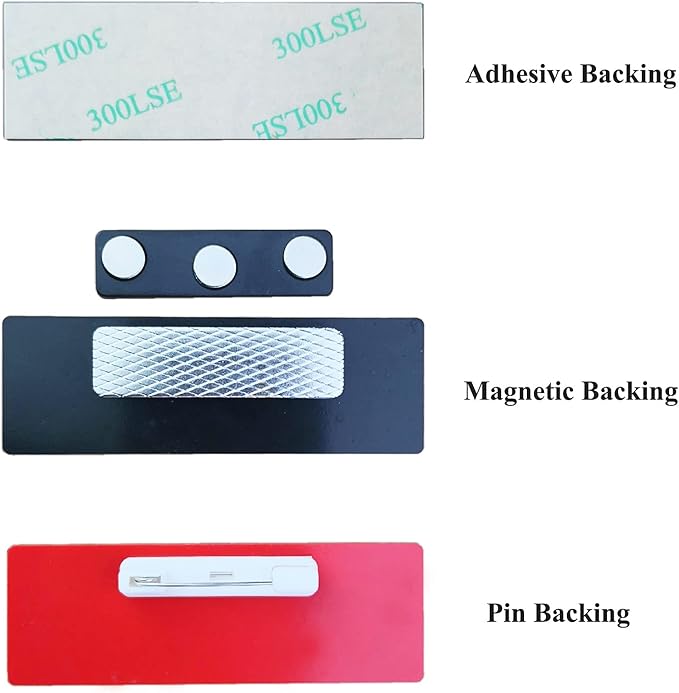 SINYUDUN Custom Engraved Name Tag Badges for Business, Personalized Identification with Pin, Magnetic, Adhesive, or Blank Backing, 1.5"x3", Black Text
