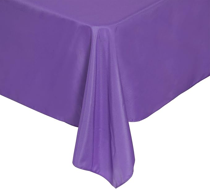 Rectangle Tablecloth 90x132 inch Washable Polyester Fabric Table Cloth for Wedding Party Dining Banquet Decoration（90x132,Purple）