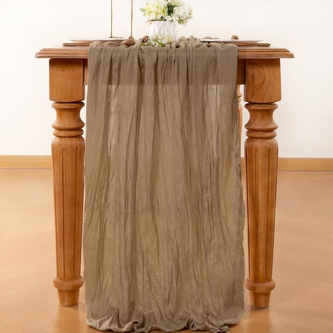 Nude Table Runner Cheesecloth Table Runner 10FT Farmhouse Table Runners 120 Inches Fall Table Decor Dining Room Centerpiece Wedding Boho Baby Shower Birthday
