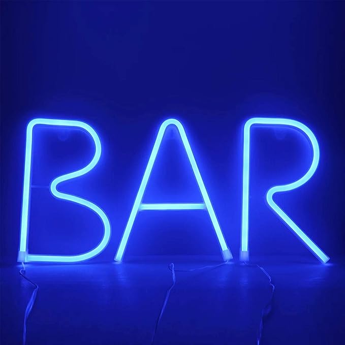 LED Blue Neon Letter Signs Night Light Battery or USB Operated LED Marquee Letters Neon Art Decorative Lights Wall Decor for Children Baby Room Christmas Wedding Party Decoration(C)