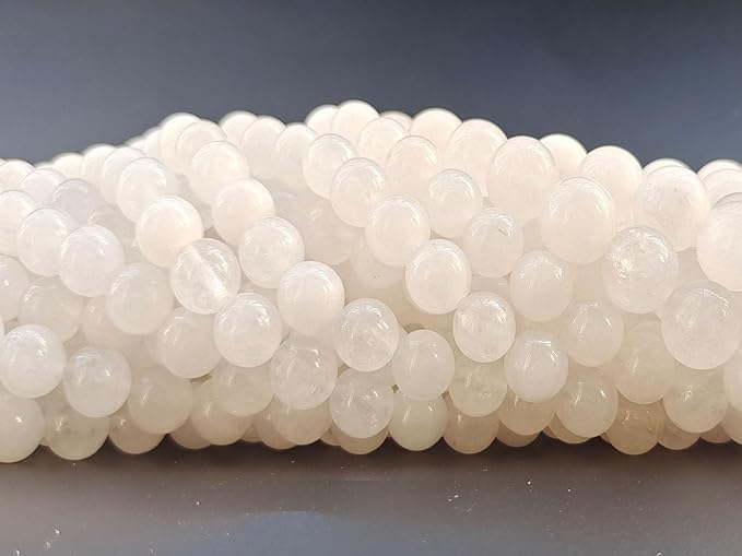 Stone Beads 10mm 60pcs White Jade Beads Round Loose Gemstones Beads for Bracelet Necklace Jewelry Making (10mm, 61018 White Jade)