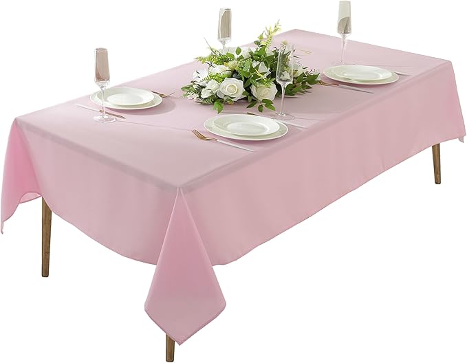 Craft And Party Rectangle Tablecloth, 70 x 120 Inch Pink Tablecloth, Polyester Fabric Washable Table Cloth for Home, Party, Wedding or Restaurant Use.