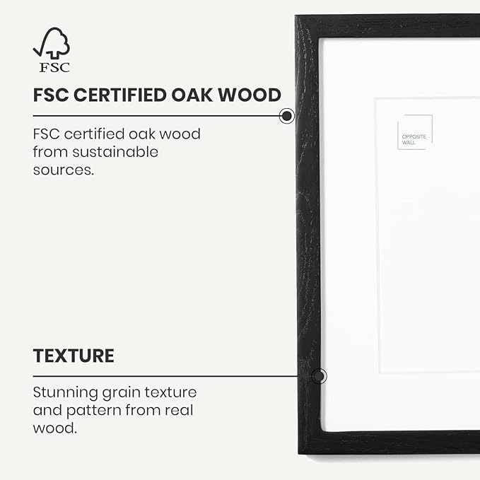 Opposite Wall - 50x70 cm - Black Oak Wood Picture Frame - Lightweight, Versatile & Shatterproof - Wall Hanging Photo or Poster Frame - 19 3/4 x 27 1/2 in - 2 Pack