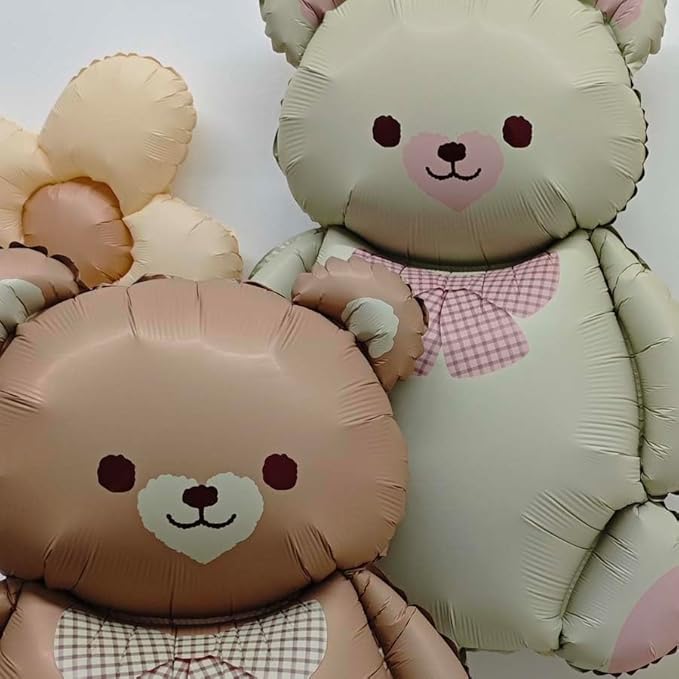 Matte teddy bear balloons Decorations 2PCS Foil Mylar Balloons Little Bear Theme Party Supplies Jungle Safari Theme Baby Shower Birthday Party Decorations