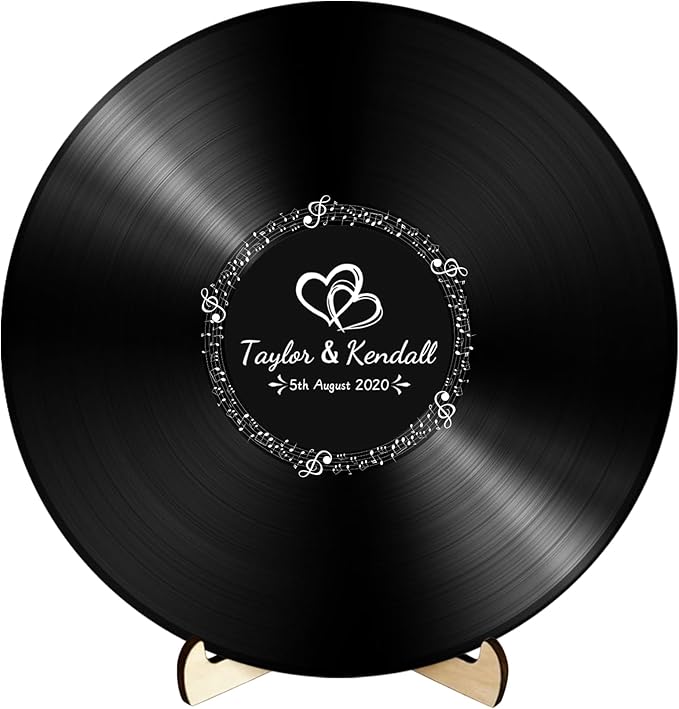Personalized Vintage Record Guest Book Sign Custom Name Date Rustic Wedding Guest Book Alternative Unique Guest Book for Wedding Anniversary (Style 8)