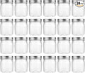 novelinks 8 oz Clear Plastic Jars with Screw-On Lids - BPA-Free Refillable Storage Containers for Slime, Spices, Crafts, Kitchen & Home Organization (24 Pack,Silver)